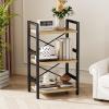 imageHomeiju Bookshelf 3 Tier Industrial Bookcase Metal Small Bookcase Rustic Etagere Book Shelf Storage Organizer for Living Room Bedroom and Home OfficeRustic Brown Patent Pending D29873033Light Coffee
