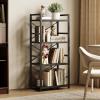 imageHomeiju Bookshelf 3 Tier Industrial Bookcase Metal Small Bookcase Rustic Etagere Book Shelf Storage Organizer for Living Room Bedroom and Home OfficeRustic Brown Patent Pending D29873033Black