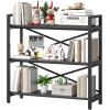 imageHomeiju Bookshelf 3 Tier Industrial Bookcase Metal Small Bookcase Rustic Etagere Book Shelf Storage Organizer for Living Room Bedroom and Home OfficeRustic Brown Patent Pending D29873033Black