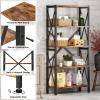 imageHomeiju Bookshelf 3 Tier Industrial Bookcase Metal Small Bookcase Rustic Etagere Book Shelf Storage Organizer for Living Room Bedroom and Home OfficeRustic Brown Patent Pending D29873033Vintage