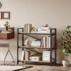 imageHomeiju Bookshelf 3 Tier Industrial Bookcase Metal Small Bookcase Rustic Etagere Book Shelf Storage Organizer for Living Room Bedroom and Home OfficeRustic Brown Patent Pending D29873033Light Coffee
