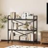 imageHomeiju Bookshelf 3 Tier Industrial Bookcase Metal Small Bookcase Rustic Etagere Book Shelf Storage Organizer for Living Room Bedroom and Home OfficeRustic Brown Patent Pending D29873033Black
