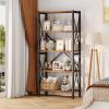 imageHomeiju Bookshelf 3 Tier Industrial Bookcase Metal Small Bookcase Rustic Etagere Book Shelf Storage Organizer for Living Room Bedroom and Home OfficeRustic Brown Patent Pending D29873033Vintage