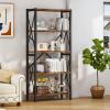 imageHomeiju Bookshelf 3 Tier Industrial Bookcase Metal Small Bookcase Rustic Etagere Book Shelf Storage Organizer for Living Room Bedroom and Home OfficeRustic Brown Patent Pending D29873033Vintage