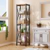 imageHomeiju Bookshelf 3 Tier Industrial Bookcase Metal Small Bookcase Rustic Etagere Book Shelf Storage Organizer for Living Room Bedroom and Home OfficeRustic Brown Patent Pending D29873033Vintage