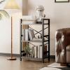 imageHomeiju Bookshelf 3 Tier Industrial Bookcase Metal Small Bookcase Rustic Etagere Book Shelf Storage Organizer for Living Room Bedroom and Home OfficeRustic Brown Patent Pending D29873033Grey