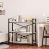 imageHomeiju Bookshelf 3 Tier Industrial Bookcase Metal Small Bookcase Rustic Etagere Book Shelf Storage Organizer for Living Room Bedroom and Home OfficeRustic Brown Patent Pending D29873033White