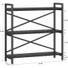 imageHomeiju Bookshelf 3 Tier Industrial Bookcase Metal Small Bookcase Rustic Etagere Book Shelf Storage Organizer for Living Room Bedroom and Home OfficeRustic Brown Patent Pending D29873033Black