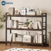 imageHomeiju Bookshelf 3 Tier Industrial Bookcase Metal Small Bookcase Rustic Etagere Book Shelf Storage Organizer for Living Room Bedroom and Home OfficeRustic Brown Patent Pending D29873033Vintage