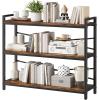 imageHomeiju Bookshelf 3 Tier Industrial Bookcase Metal Small Bookcase Rustic Etagere Book Shelf Storage Organizer for Living Room Bedroom and Home OfficeRustic Brown Patent Pending D29873033Vintage