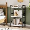imageHomeiju Bookshelf 3 Tier Industrial Bookcase Metal Small Bookcase Rustic Etagere Book Shelf Storage Organizer for Living Room Bedroom and Home OfficeRustic Brown Patent Pending D29873033White