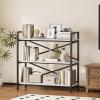 imageHomeiju Bookshelf 3 Tier Industrial Bookcase Metal Small Bookcase Rustic Etagere Book Shelf Storage Organizer for Living Room Bedroom and Home OfficeRustic Brown Patent Pending D29873033White