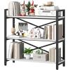 imageHomeiju Bookshelf 3 Tier Industrial Bookcase Metal Small Bookcase Rustic Etagere Book Shelf Storage Organizer for Living Room Bedroom and Home OfficeRustic Brown Patent Pending D29873033White