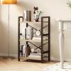 imageHomeiju Bookshelf 3 Tier Industrial Bookcase Metal Small Bookcase Rustic Etagere Book Shelf Storage Organizer for Living Room Bedroom and Home OfficeRustic Brown Patent Pending D29873033Light Coffee