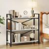 imageHomeiju Bookshelf 3 Tier Industrial Bookcase Metal Small Bookcase Rustic Etagere Book Shelf Storage Organizer for Living Room Bedroom and Home OfficeRustic Brown Patent Pending D29873033White