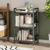 imageHomeiju Bookshelf 3 Tier Industrial Bookcase Metal Small Bookcase Rustic Etagere Book Shelf Storage Organizer for Living Room Bedroom and Home OfficeRustic Brown Patent Pending D29873033Black
