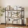 imageHomeiju Bookshelf 3 Tier Industrial Bookcase Metal Small Bookcase Rustic Etagere Book Shelf Storage Organizer for Living Room Bedroom and Home OfficeRustic Brown Patent Pending D29873033Light Coffee