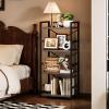imageHomeiju Bookshelf 3 Tier Industrial Bookcase Metal Small Bookcase Rustic Etagere Book Shelf Storage Organizer for Living Room Bedroom and Home OfficeRustic Brown Patent Pending D29873033Grey