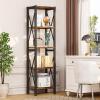 imageHomeiju Bookshelf 3 Tier Industrial Bookcase Metal Small Bookcase Rustic Etagere Book Shelf Storage Organizer for Living Room Bedroom and Home OfficeRustic Brown Patent Pending D29873033Vintage