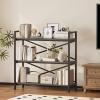 imageHomeiju Bookshelf 3 Tier Industrial Bookcase Metal Small Bookcase Rustic Etagere Book Shelf Storage Organizer for Living Room Bedroom and Home OfficeRustic Brown Patent Pending D29873033Grey