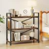 imageHomeiju Bookshelf 3 Tier Industrial Bookcase Metal Small Bookcase Rustic Etagere Book Shelf Storage Organizer for Living Room Bedroom and Home OfficeRustic Brown Patent Pending D29873033Vintage