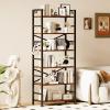 imageHomeiju Bookshelf 3 Tier Industrial Bookcase Metal Small Bookcase Rustic Etagere Book Shelf Storage Organizer for Living Room Bedroom and Home OfficeRustic Brown Patent Pending D29873033Vintage