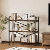 imageHomeiju Bookshelf 3 Tier Industrial Bookcase Metal Small Bookcase Rustic Etagere Book Shelf Storage Organizer for Living Room Bedroom and Home OfficeRustic Brown Patent Pending D29873033Vintage