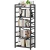 imageHomeiju Bookshelf 3 Tier Industrial Bookcase Metal Small Bookcase Rustic Etagere Book Shelf Storage Organizer for Living Room Bedroom and Home OfficeRustic Brown Patent Pending D29873033Black