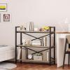 imageHomeiju Bookshelf 3 Tier Industrial Bookcase Metal Small Bookcase Rustic Etagere Book Shelf Storage Organizer for Living Room Bedroom and Home OfficeRustic Brown Patent Pending D29873033Light Coffee