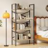 imageHomeiju Bookshelf 3 Tier Industrial Bookcase Metal Small Bookcase Rustic Etagere Book Shelf Storage Organizer for Living Room Bedroom and Home OfficeRustic Brown Patent Pending D29873033Light Coffee