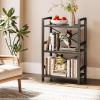 imageHomeiju Bookshelf 3 Tier Industrial Bookcase Metal Small Bookcase Rustic Etagere Book Shelf Storage Organizer for Living Room Bedroom and Home OfficeRustic Brown Patent Pending D29873033Black