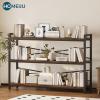 imageHomeiju Bookshelf 3 Tier Industrial Bookcase Metal Small Bookcase Rustic Etagere Book Shelf Storage Organizer for Living Room Bedroom and Home OfficeRustic Brown Patent Pending D29873033Vintage