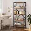 imageHomeiju Bookshelf 3 Tier Industrial Bookcase Metal Small Bookcase Rustic Etagere Book Shelf Storage Organizer for Living Room Bedroom and Home OfficeRustic Brown Patent Pending D29873033Vintage