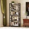 imageHomeiju Bookshelf 3 Tier Industrial Bookcase Metal Small Bookcase Rustic Etagere Book Shelf Storage Organizer for Living Room Bedroom and Home OfficeRustic Brown Patent Pending D29873033Black