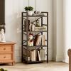 imageHomeiju Bookshelf 3 Tier Industrial Bookcase Metal Small Bookcase Rustic Etagere Book Shelf Storage Organizer for Living Room Bedroom and Home OfficeRustic Brown Patent Pending D29873033Black