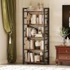 imageHomeiju Bookshelf 3 Tier Industrial Bookcase Metal Small Bookcase Rustic Etagere Book Shelf Storage Organizer for Living Room Bedroom and Home OfficeRustic Brown Patent Pending D29873033Vintage