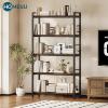 imageHomeiju Bookshelf 3 Tier Industrial Bookcase Metal Small Bookcase Rustic Etagere Book Shelf Storage Organizer for Living Room Bedroom and Home OfficeRustic Brown Patent Pending D29873033Vintage