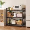 imageHomeiju Bookshelf 3 Tier Industrial Bookcase Metal Small Bookcase Rustic Etagere Book Shelf Storage Organizer for Living Room Bedroom and Home OfficeRustic Brown Patent Pending D29873033Black