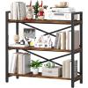 imageHomeiju Bookshelf 3 Tier Industrial Bookcase Metal Small Bookcase Rustic Etagere Book Shelf Storage Organizer for Living Room Bedroom and Home OfficeRustic Brown Patent Pending D29873033Vintage