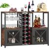 imageHomeiju Mini Bars for Home Wooden Coffee Bar Cabinet Modern Liquor Cabinet for Liquor and Glasses Farmhouse Buffet Wine Bar Cabinet with Storage Sideboard for Home Kitchen Dining RoomRustic Brown