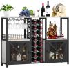imageHomeiju Mini Bars for Home Wooden Coffee Bar Cabinet Modern Liquor Cabinet for Liquor and Glasses Farmhouse Buffet Wine Bar Cabinet with Storage Sideboard for Home Kitchen Dining RoomLight Grey