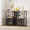 imageHomeiju Mini Bars for Home Wooden Coffee Bar Cabinet Modern Liquor Cabinet for Liquor and Glasses Farmhouse Buffet Wine Bar Cabinet with Storage Sideboard for Home Kitchen Dining RoomLight Grey