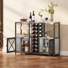 imageHomeiju Mini Bars for Home Wooden Coffee Bar Cabinet Modern Liquor Cabinet for Liquor and Glasses Farmhouse Buffet Wine Bar Cabinet with Storage Sideboard for Home Kitchen Dining RoomLight Grey