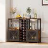 imageHomeiju Mini Bars for Home Wooden Coffee Bar Cabinet Modern Liquor Cabinet for Liquor and Glasses Farmhouse Buffet Wine Bar Cabinet with Storage Sideboard for Home Kitchen Dining RoomRustic Brown