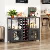 imageHomeiju Mini Bars for Home Wooden Coffee Bar Cabinet Modern Liquor Cabinet for Liquor and Glasses Farmhouse Buffet Wine Bar Cabinet with Storage Sideboard for Home Kitchen Dining RoomDeep Grey