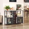 imageHomeiju Mini Bars for Home Wooden Coffee Bar Cabinet Modern Liquor Cabinet for Liquor and Glasses Farmhouse Buffet Wine Bar Cabinet with Storage Sideboard for Home Kitchen Dining RoomLight Grey