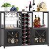 imageHomeiju Mini Bars for Home Wooden Coffee Bar Cabinet Modern Liquor Cabinet for Liquor and Glasses Farmhouse Buffet Wine Bar Cabinet with Storage Sideboard for Home Kitchen Dining RoomDeep Grey