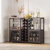 imageHomeiju Mini Bars for Home Wooden Coffee Bar Cabinet Modern Liquor Cabinet for Liquor and Glasses Farmhouse Buffet Wine Bar Cabinet with Storage Sideboard for Home Kitchen Dining RoomDeep Grey