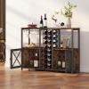 imageHomeiju Mini Bars for Home Wooden Coffee Bar Cabinet Modern Liquor Cabinet for Liquor and Glasses Farmhouse Buffet Wine Bar Cabinet with Storage Sideboard for Home Kitchen Dining RoomRustic Brown
