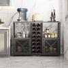 imageHomeiju Mini Bars for Home Wooden Coffee Bar Cabinet Modern Liquor Cabinet for Liquor and Glasses Farmhouse Buffet Wine Bar Cabinet with Storage Sideboard for Home Kitchen Dining RoomDeep Grey